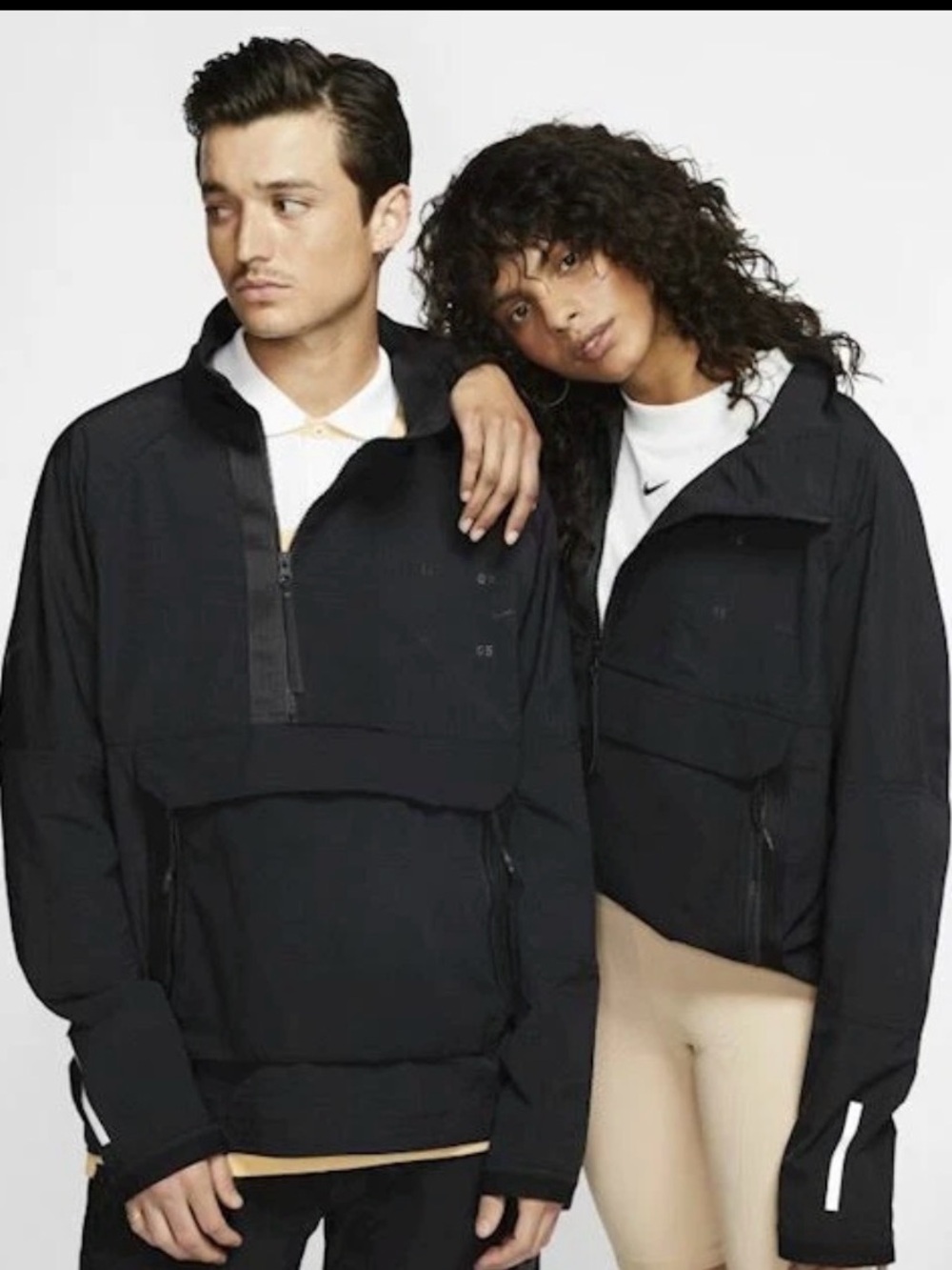 Nike Tech Pack Oversized Windbreaker Jacket 1/2 Zip Pullover Black CK0710